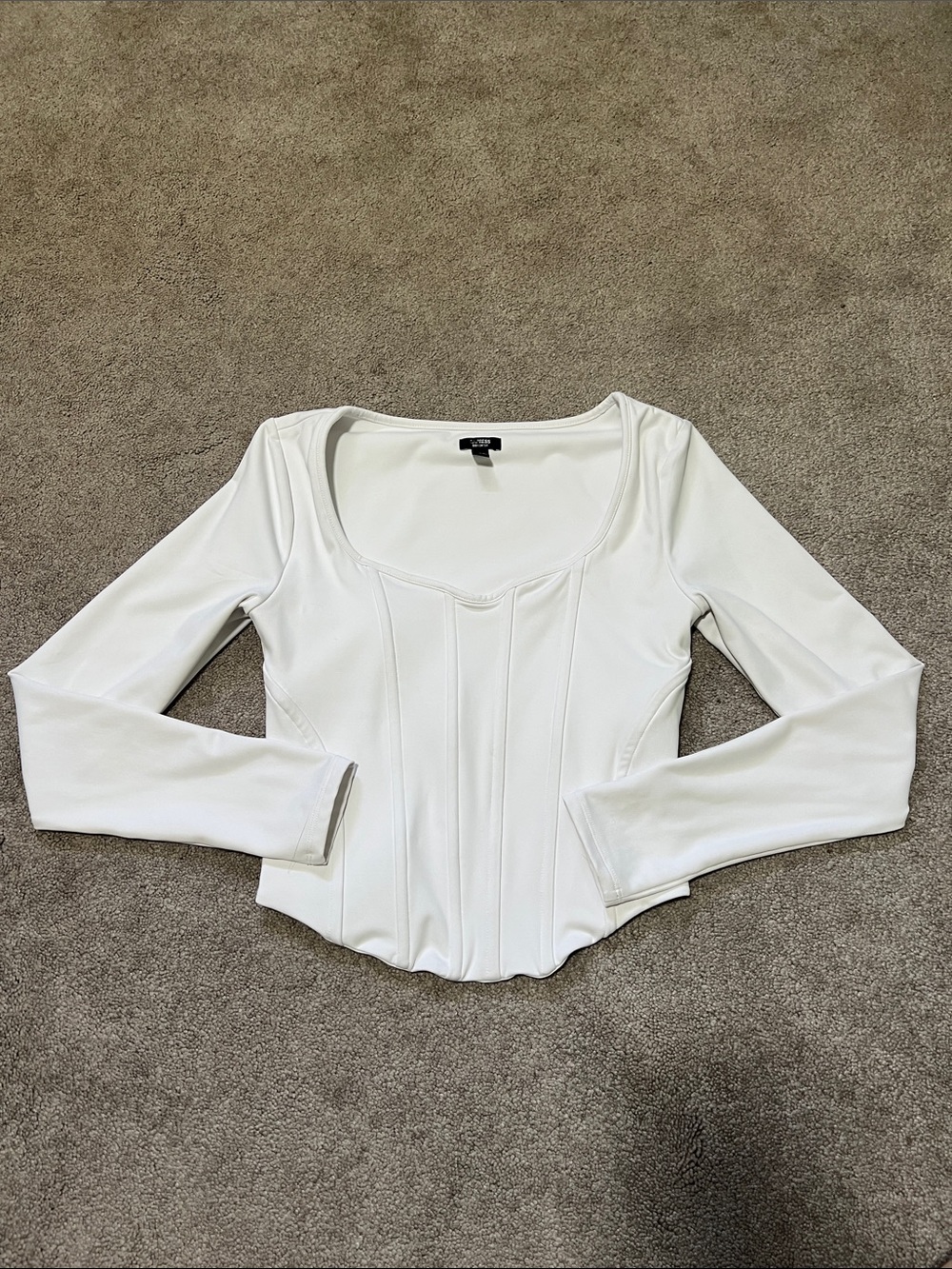 Express Body Contour Corset Long Sleeve Shirt White size XS